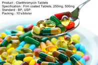 Clarithromycin Tablets Film kaplı Tabletler, 250mg, 500mg Oral İlaçlar Antibiyotikler
