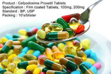 Sefpodoksim Proksetil Tabletler Film kaplı Tabletler, 100mg, 200mg Oral İlaçlar Antibiyotikler