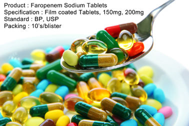 Faropenem Sodyum Tabletler Film kaplı Tabletler, 150mg, 200mg Oral İlaçlar Antibiyotikler